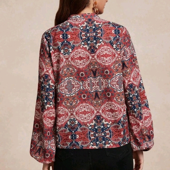 Women Multi-Color Patchwork Casual Shirt, Minimalist Chic For Everyday - Picture 3 of 5